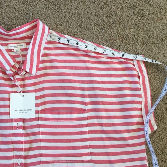 Beach Lunch Lounge- Button Down Striped Blouse - Picture 6 of 8